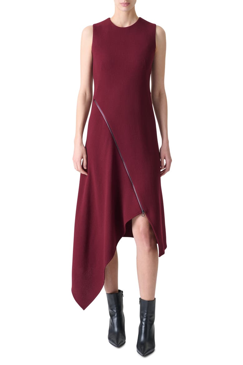 Asymmetric Sleeveless Wool Dress, Main, color, RUBY RED
