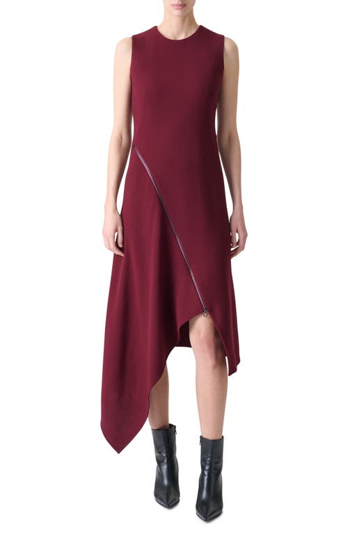 Akris Asymmetric Sleeveless Wool Dress In Burgundy