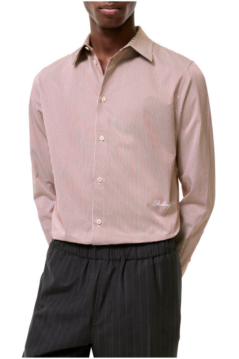 Slim Fit Striped Cotton Shirt, Main, color, Vineyard red