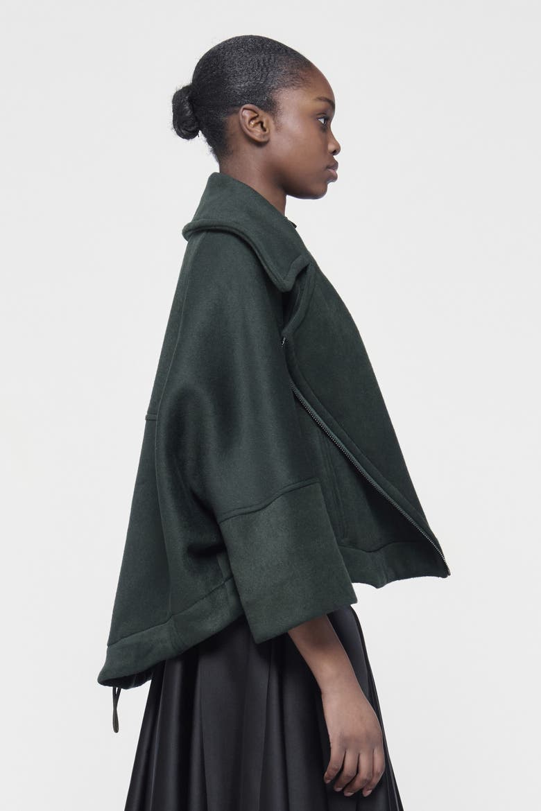 Boxy Biker Jacket, Alternate, color, Green