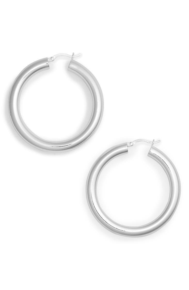 Argento Vivo Sterling Silver Argento Vivo Medium Hollow Hoop Earrings, Main, color, 