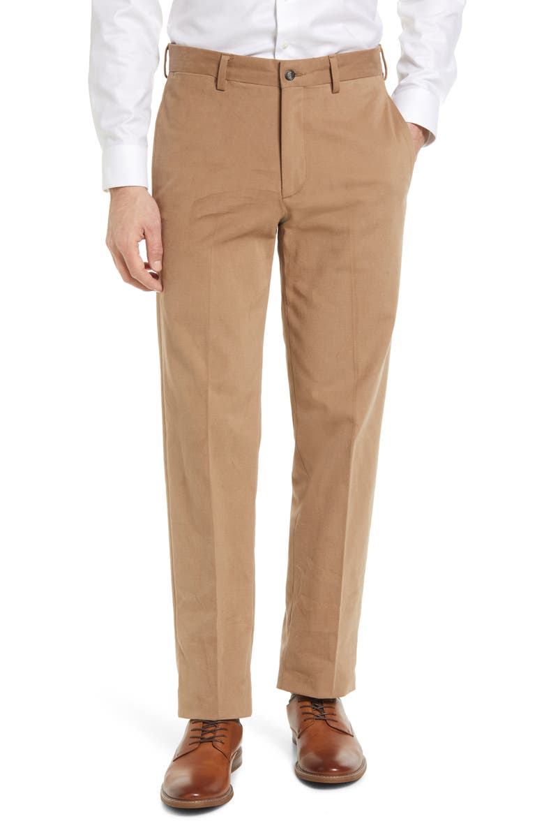 Berle Charleston Khakis Flat Front Brushed Stretch Twill Pants, Main, color, 