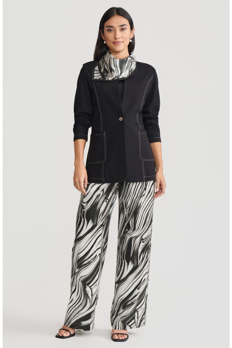 Tailored LuxeStretch Ponte Single Button Blazer, Main, color, Biscotti/Black