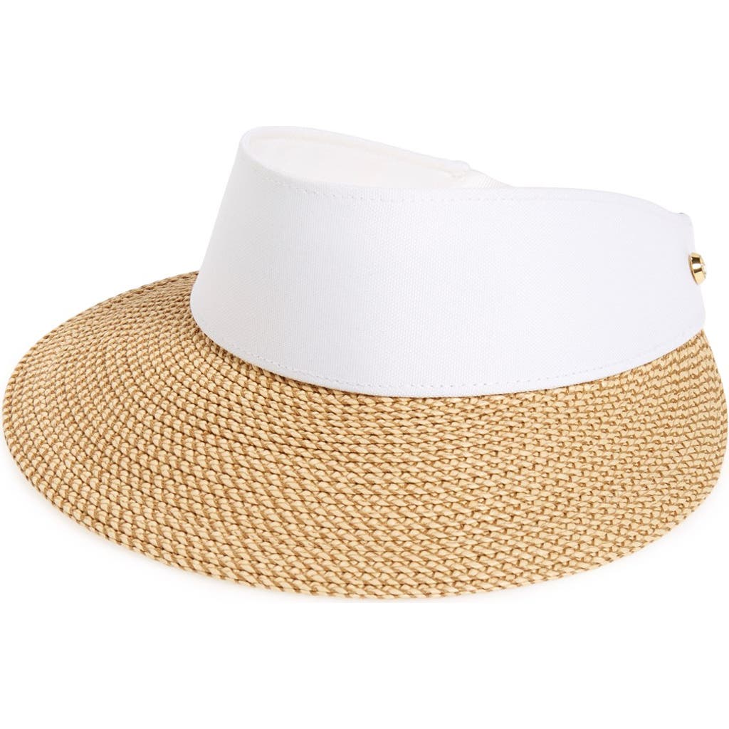 Eric Javits Squishee Straw Champ Custom Fit Visor In Brown
