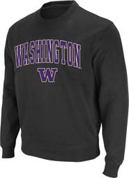 COLOSSEUM Men's Colosseum Charcoal Washington Huskies Arch & Logo Crew Neck Sweatshirt
