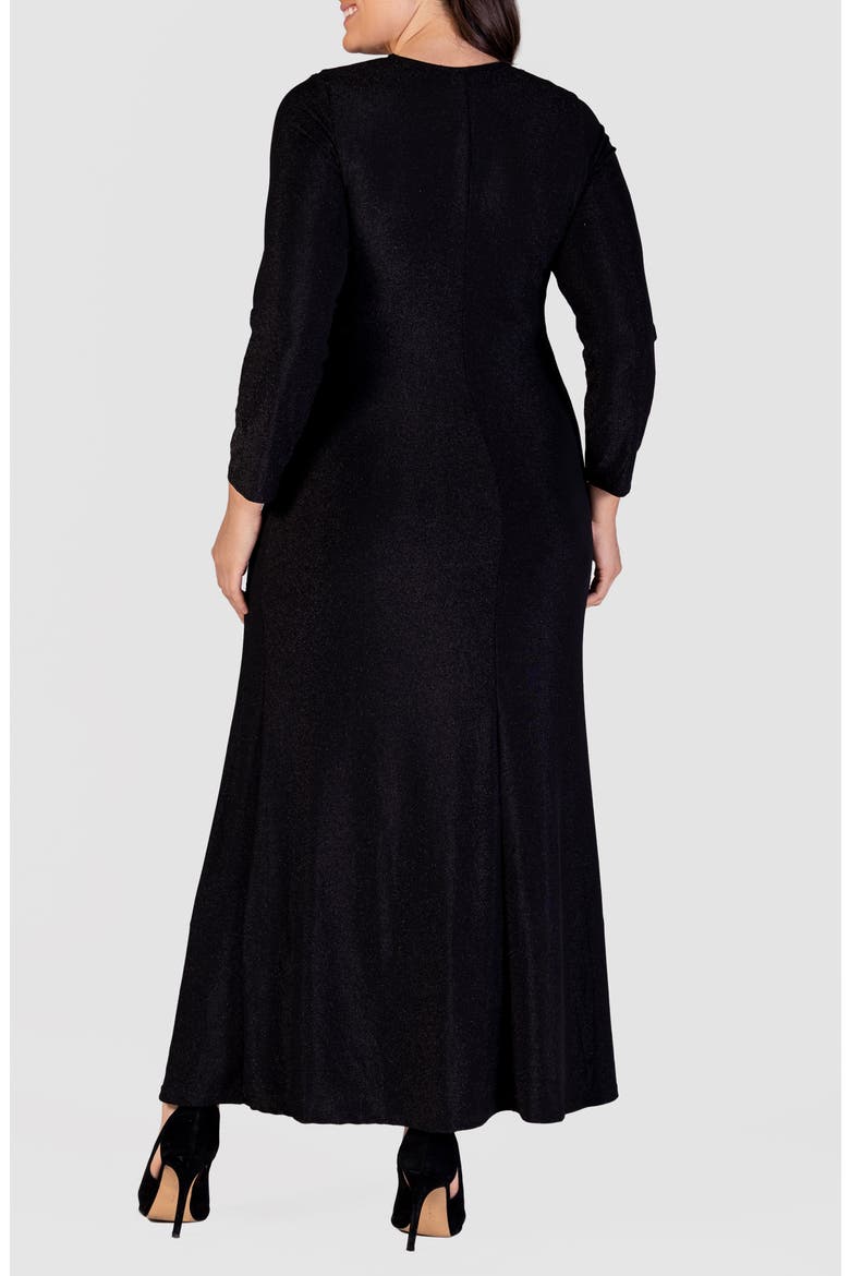 Shimmer Knit Long Sleeve Maxi Dress, Alternate, color, BLACK