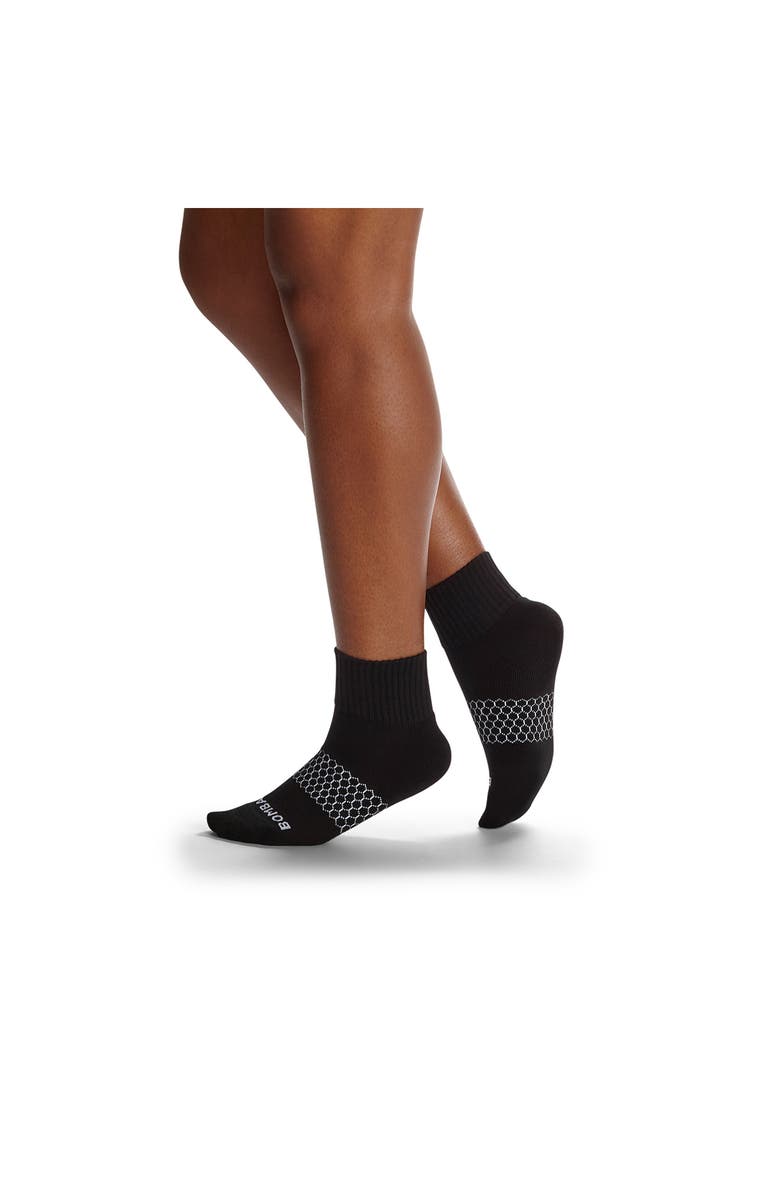 Bombas Solid Quarter Socks, Alternate, color, Black