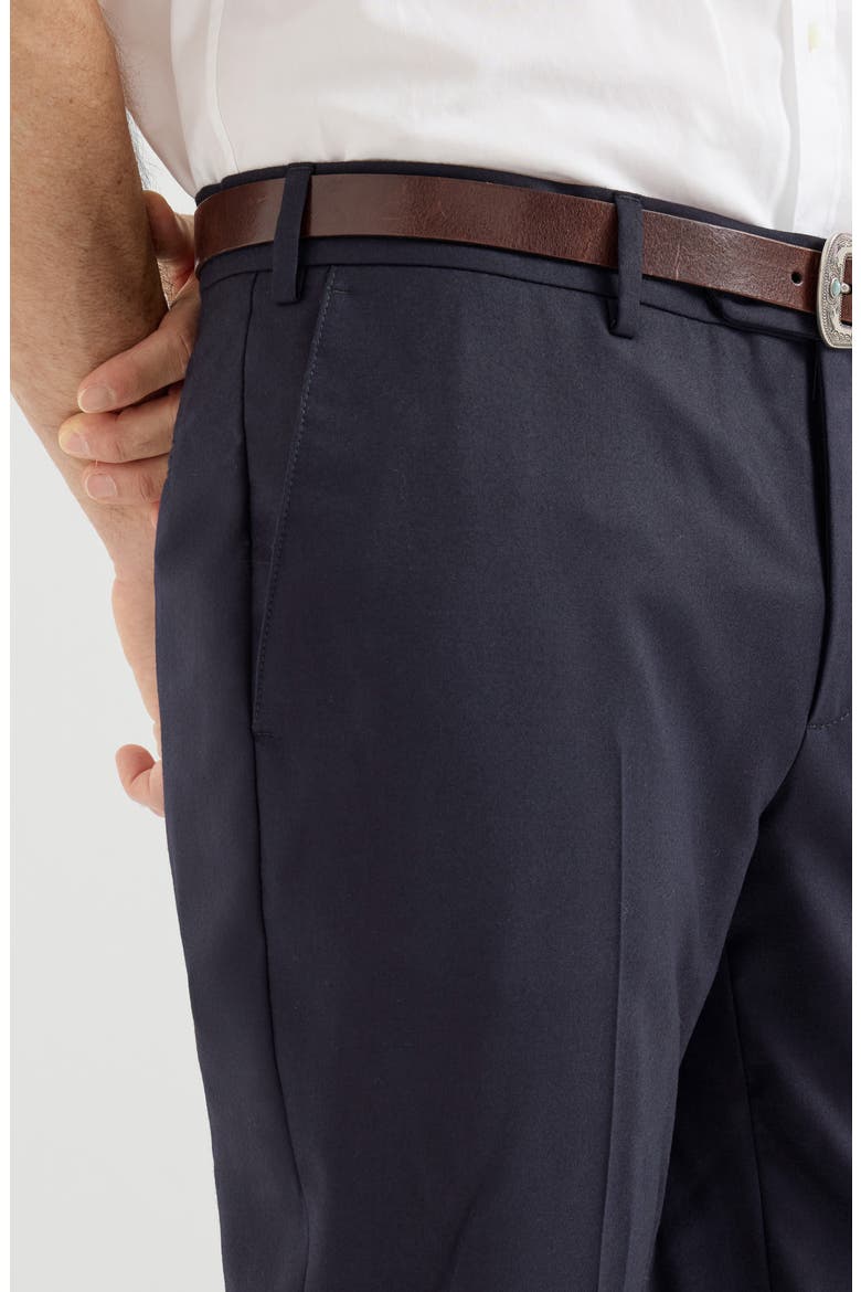 Virgin wool flannel Italian fit trousers, Alternate, color, Blue