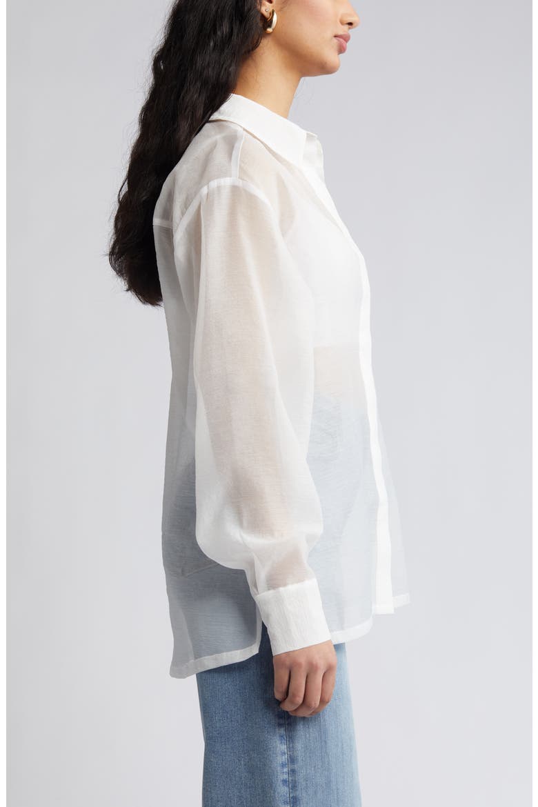Sheer Button-Up Shirt, Alternate, color, IVORY CLOUD