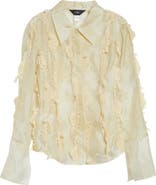 KIM SHUI Quiyona Lace Trim Sheer Silk Shirt