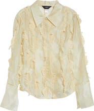 KIM SHUI Quiyona Lace Trim Sheer Silk Shirt