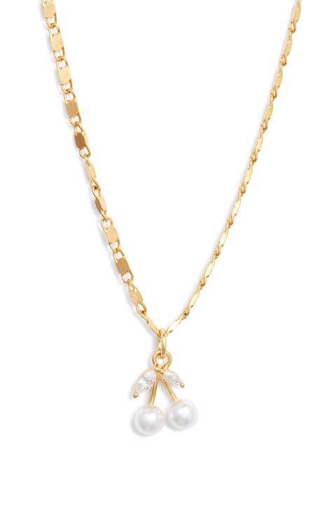 Faux Pearl Cherry Pendant Necklace