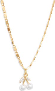 VIDAKUSH Faux Pearl Cherry Pendant Necklace