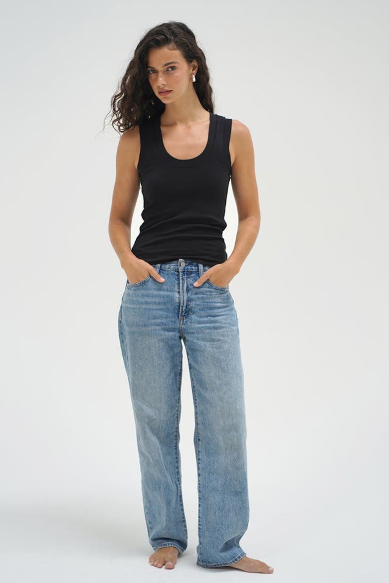 Double Layer Ribbed Scoop Tank, Alternate, color, Black
