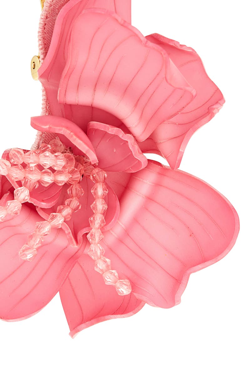 Oscar de la Renta Half Gardenia Clip-On Drop Earrings, Alternate, color, Pink