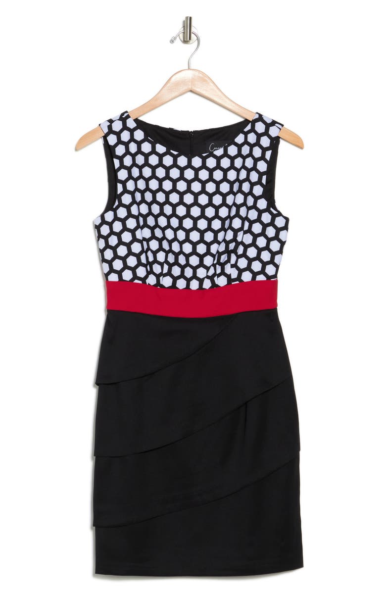 Connected Apparel Sleeveless Twill Tiered Skirt Dress, Alternate, color,