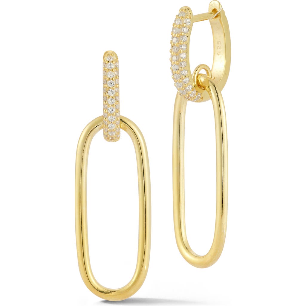 Chloe & Madison Chloe And Madison 14k Gold Plate Cubic Zirconia Link Drop Earrings In Gold