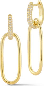CHLOE AND MADISON 14K Gold Plate Cubic Zirconia Link Drop Earrings