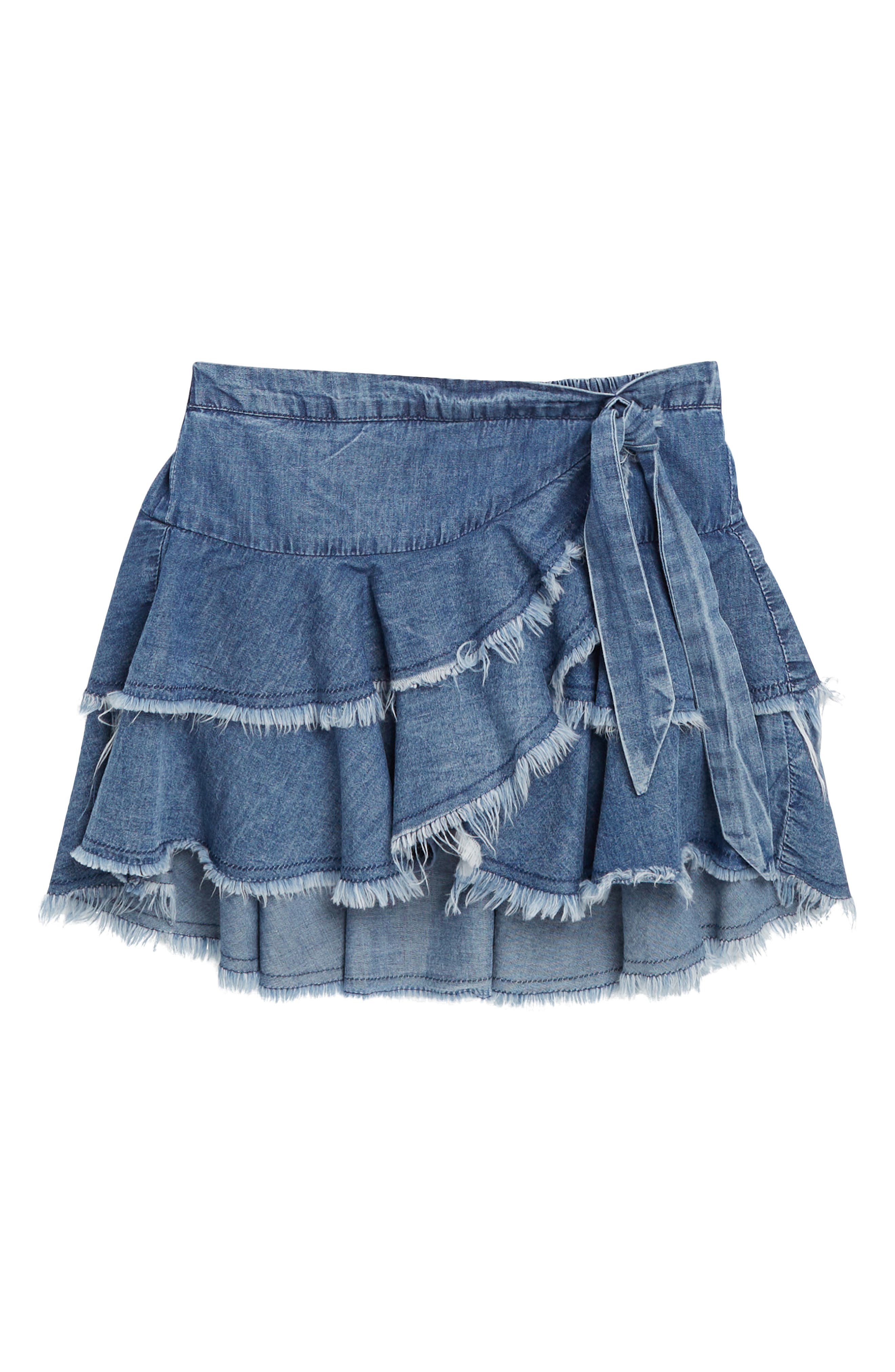 Tractr Kids' Tiered Denim Miniskirt
