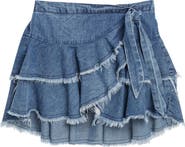 Tractr Kids' Tiered Denim Miniskirt