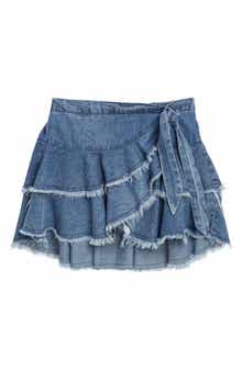Tractr Kids' Tiered Denim Miniskirt