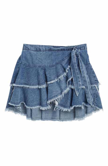 Tractr Kids' Tiered Denim Miniskirt