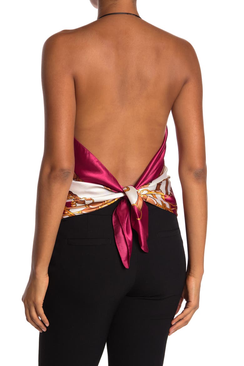 Chain Print Scarf, Alternate, color, WINE RED