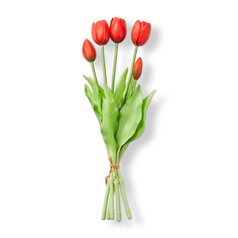 Soft Touch Faux Tulip Bunch Red Red Silicone Spring