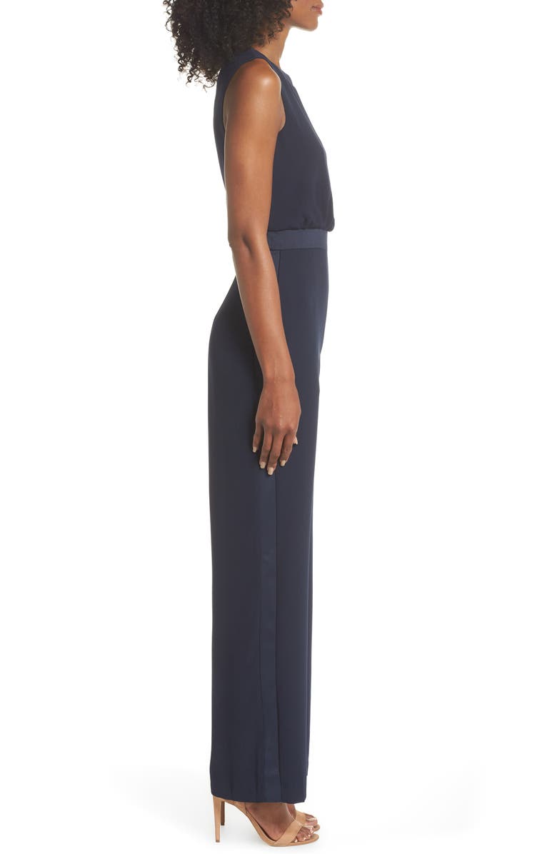 Vince Camuto Satin Detail Crepe Jumpsuit, Alternate, color,