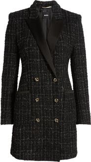 BOSS Dansian Tweed Long Sleeve Minidress
