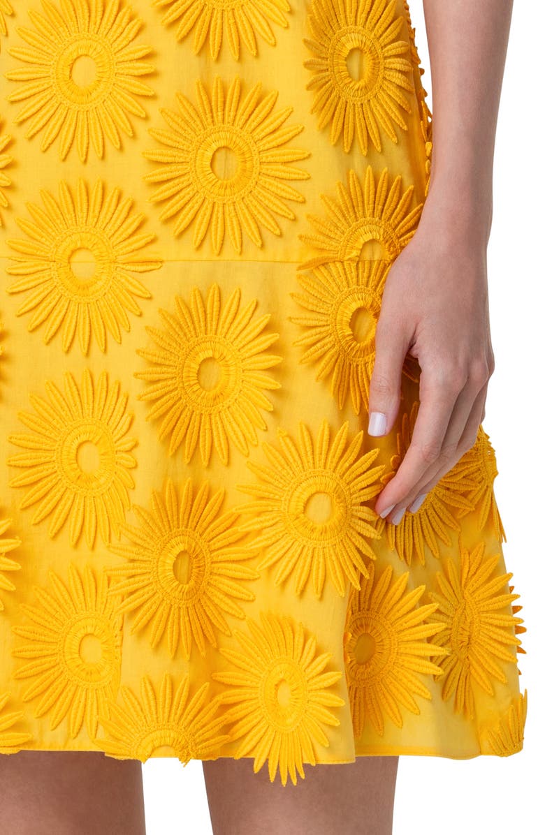 Akris punto Hello Sunshine Embroidered Floral Appliqué Cotton Sheath Dress, Alternate, color,