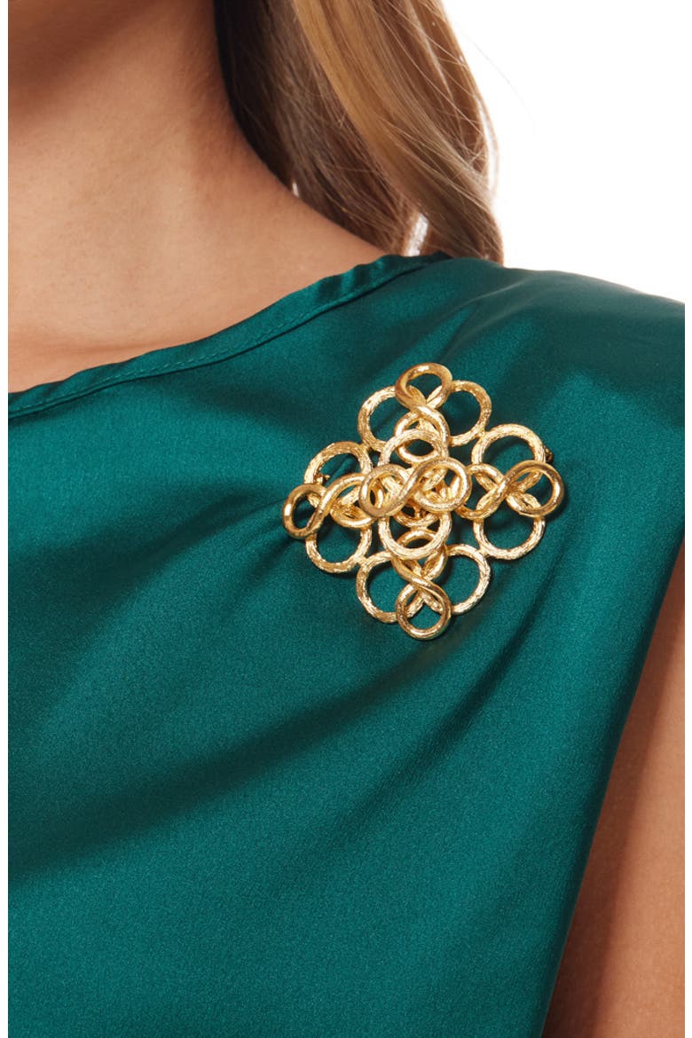 Fancy Swirls Pin, Alternate, color, GOLD