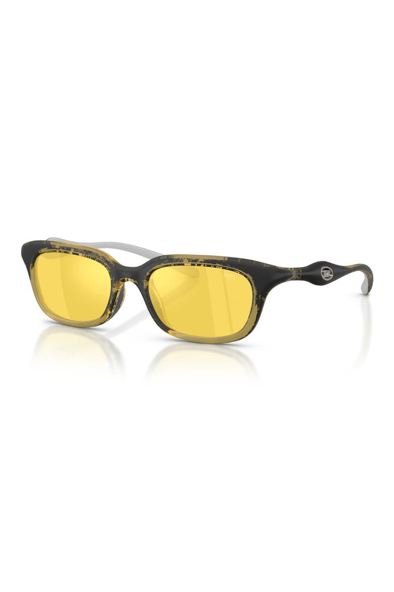 DL3013U 50mm Mirrored Square Sunglasses, Alternate, color, YELLOW BARRELING METALLIC