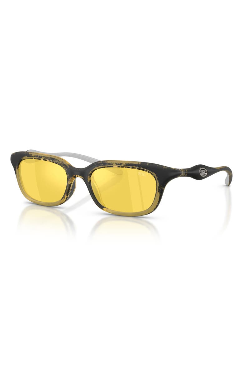 DIESEL<sup
®</sup
 DL3013U 50mm Mirrored Square Sunglasses, Alternate, color, Yellow Barreling Metallic