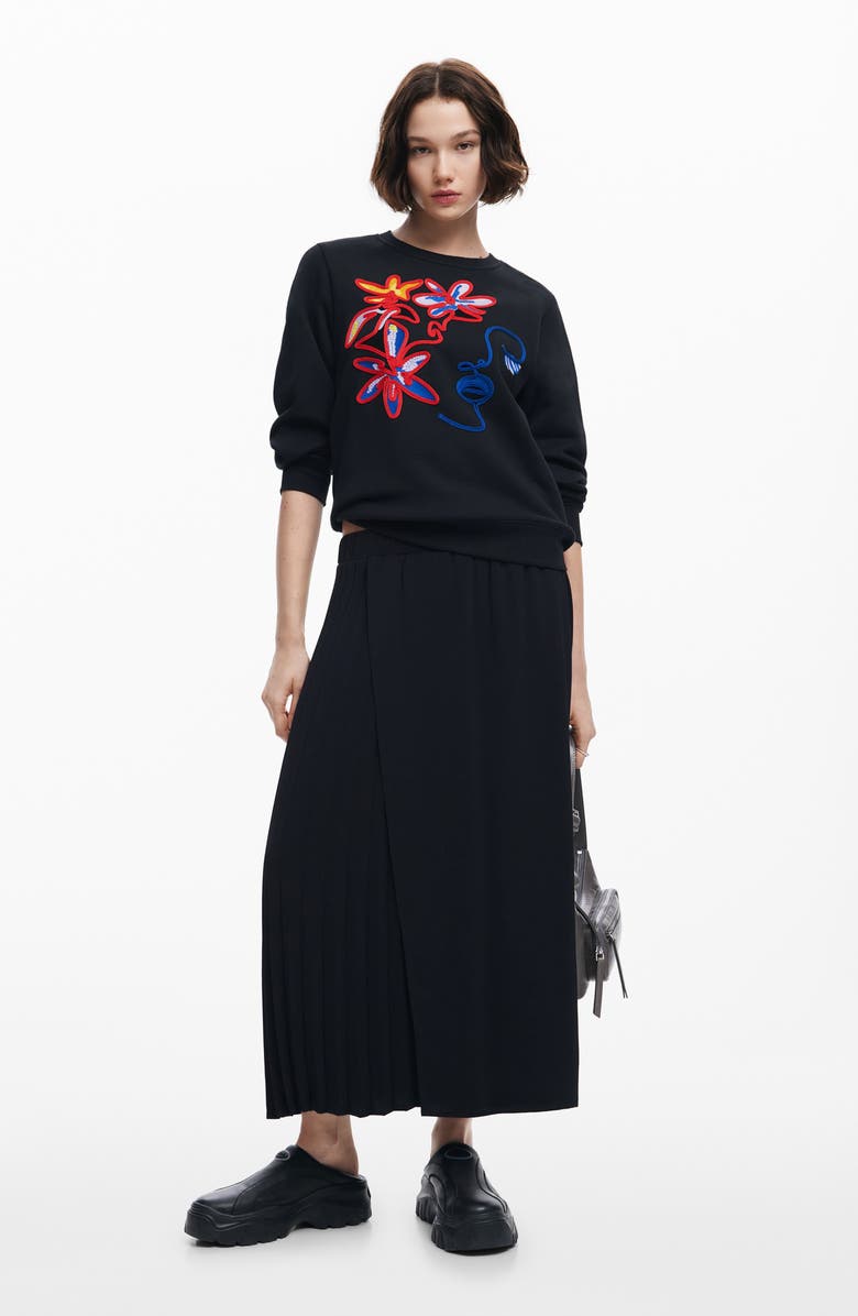 Desigual Lady Floral Embroidered Sweatshirt, Alternate, color, 