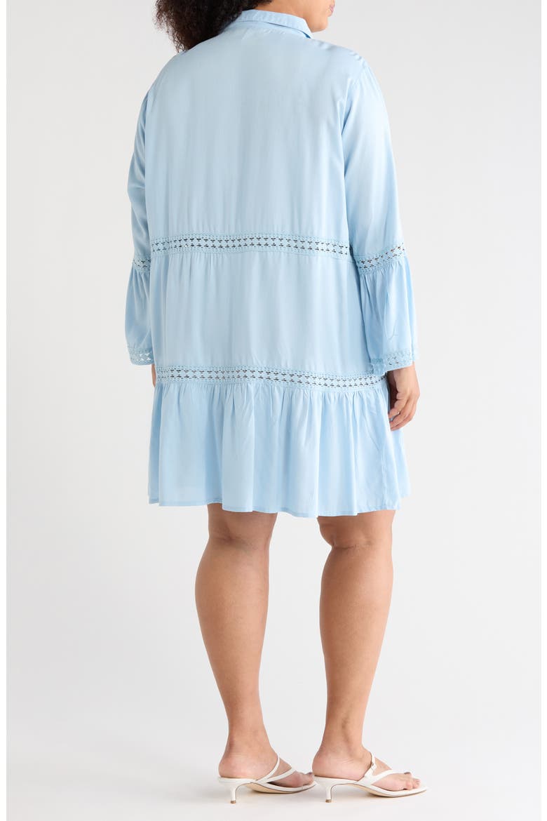 Lace Inset Long Sleeve Cover-Up Shirtdress, Alternate, color, CHAMBRAY