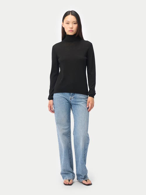 Gobi Mongolian Cashmere Wardrobe Essential Cashmere-silk T-neck Sweater In Black