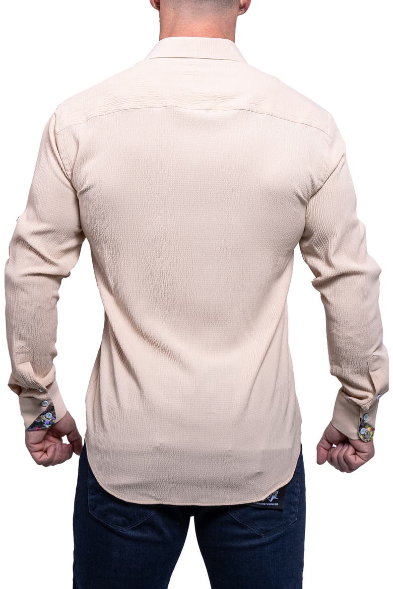 Einstein Resistance Contemporary Fit Textured Button-Up Shirt, Alternate, color, LIGHT BROWN