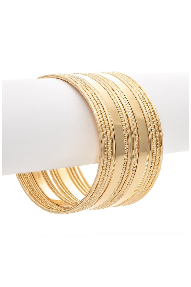 Set of 14 Bangle Bracelets, Alternate, color, 18K GOLD CLAD