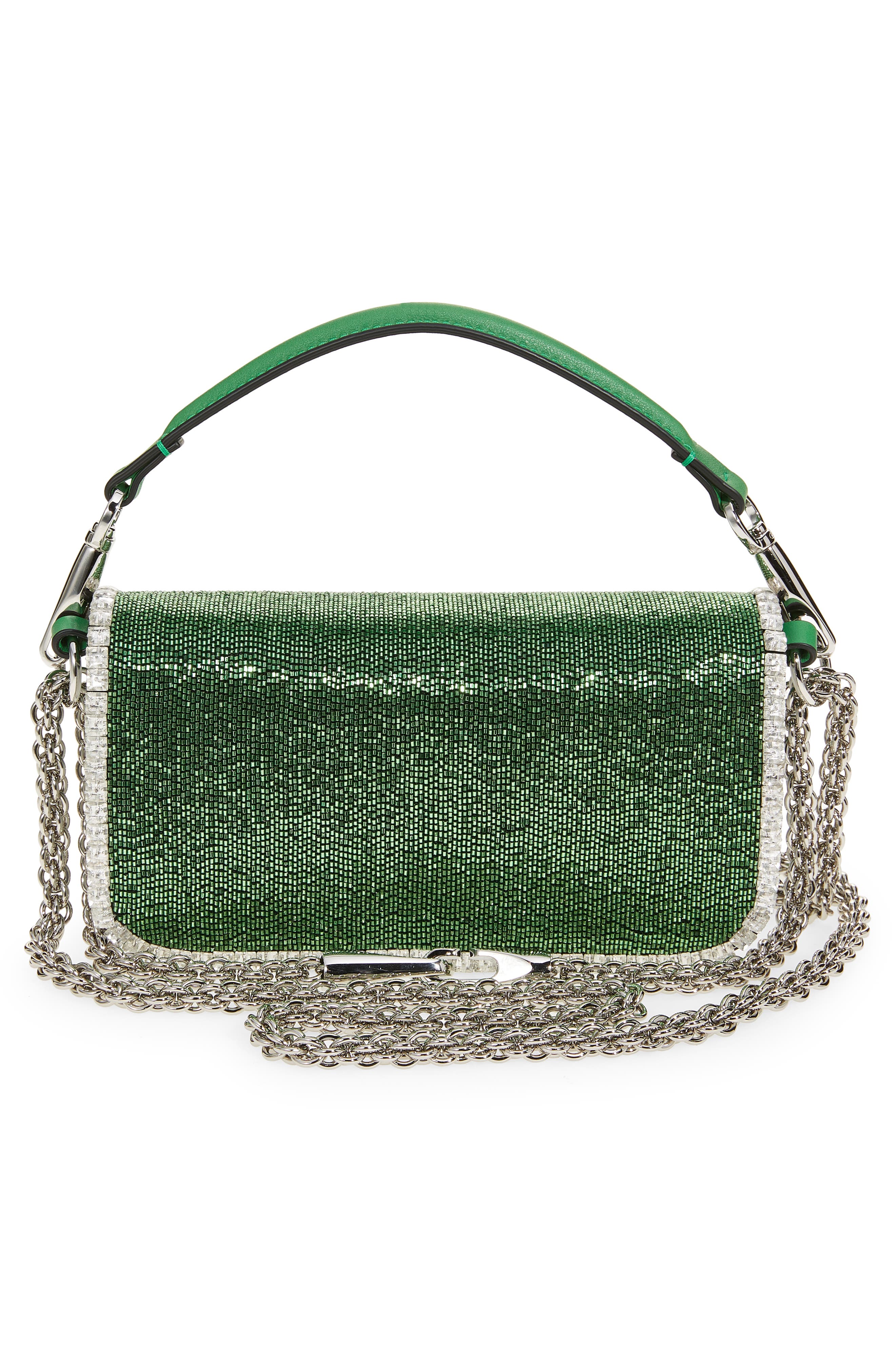 Valentino Garavani Locò Crystal Embellished Beaded Shoulder Bag, Alternate, color, 