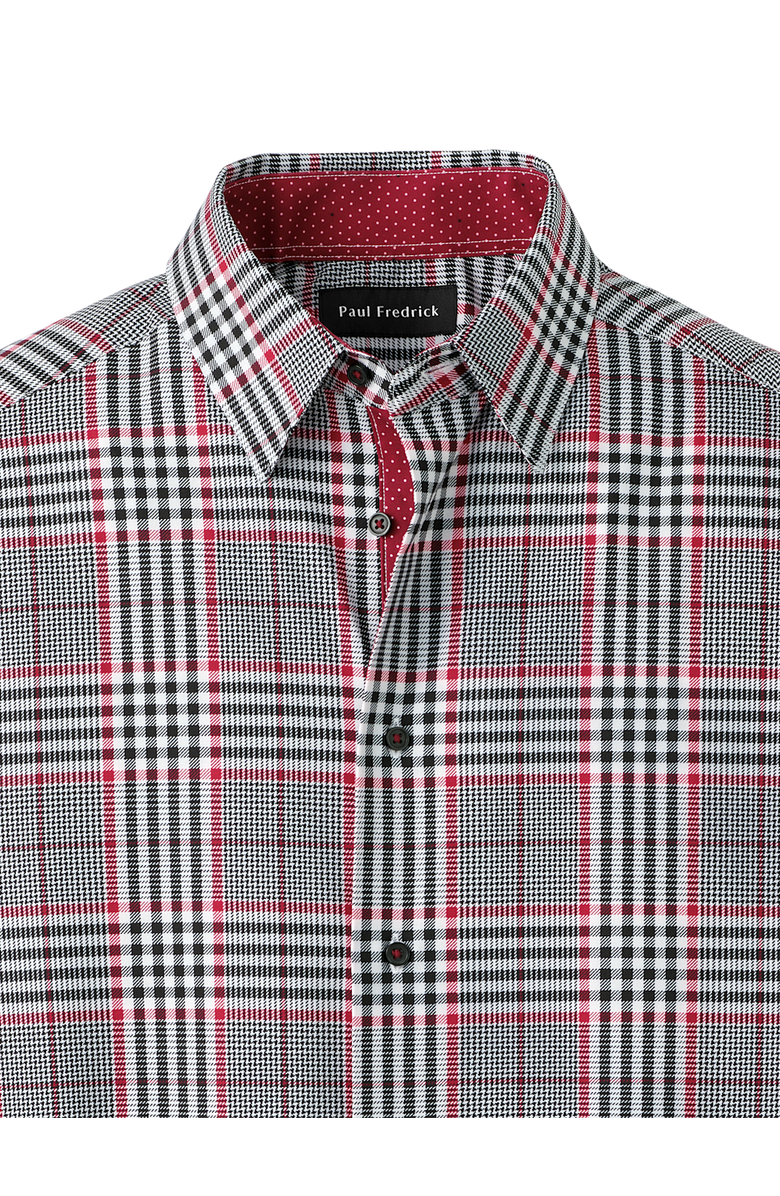 Paul Fredrick Performance Stretch Plaid Casual Shirt, Alternate, color, Black/Red