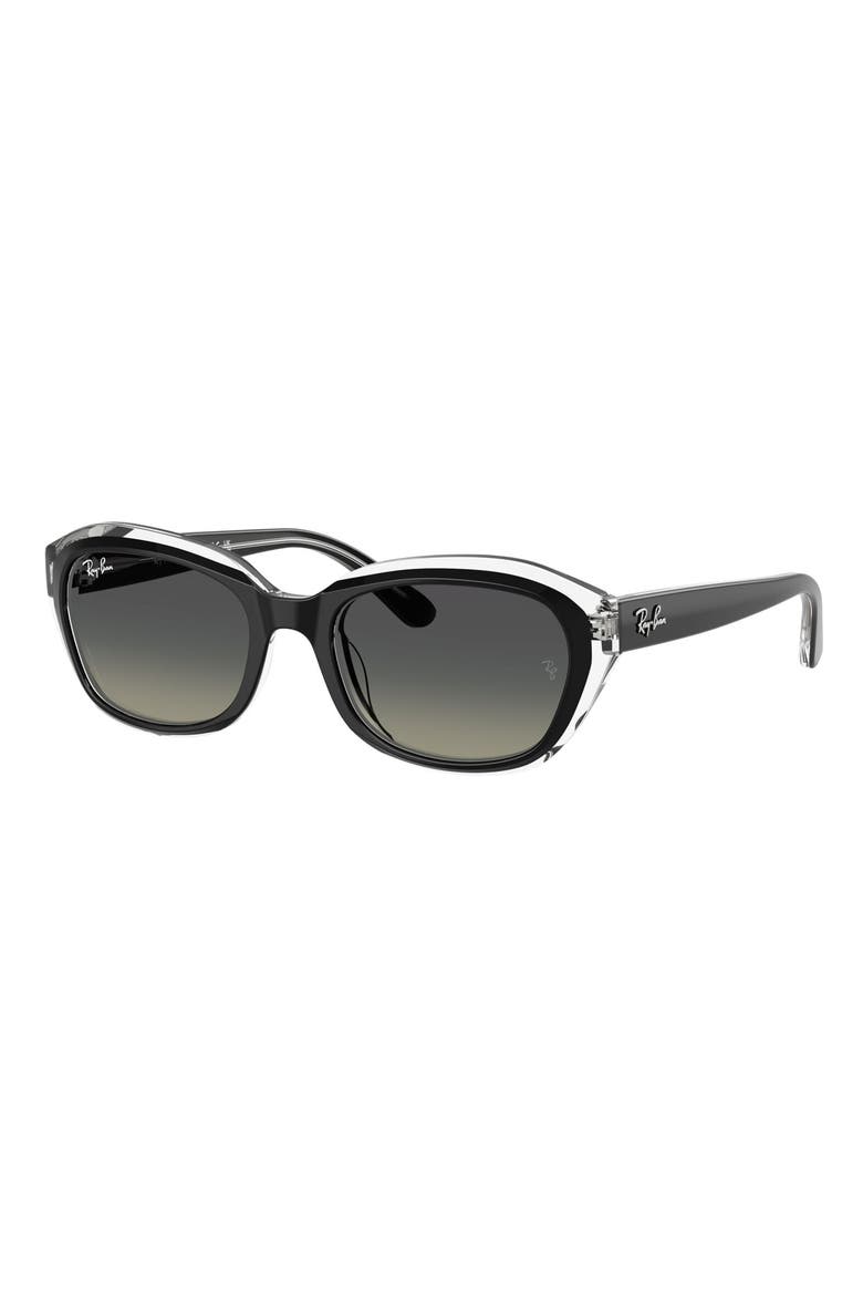 Kids' 48mm Irregular Sunglasses, Alternate, color, BLACK ON TRANSPARENT / GREY
