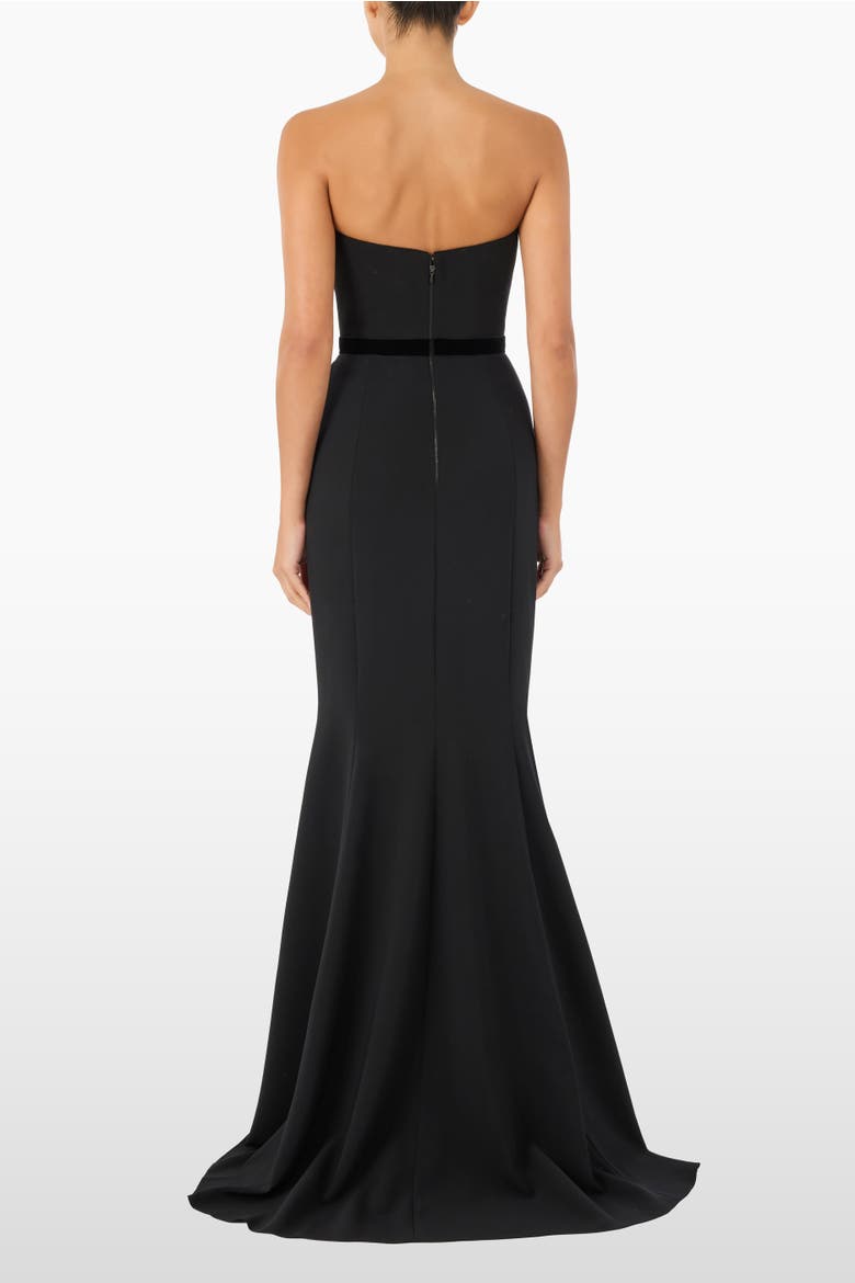 Pamela Bow-Detail Strapless Maxi Dress, Alternate, color, Liquorice