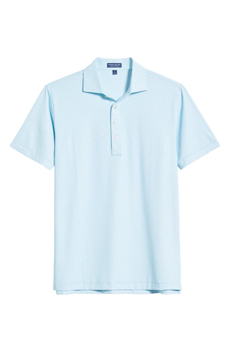 Peter Millar Crown Crafted Microprint Performance Jersey Polo, Alternate, color, Blue Spruce