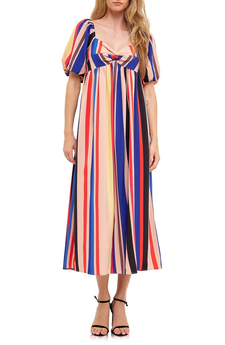 English Factory Multicolor Stripe Maxi Dress, Main, color, Multi
