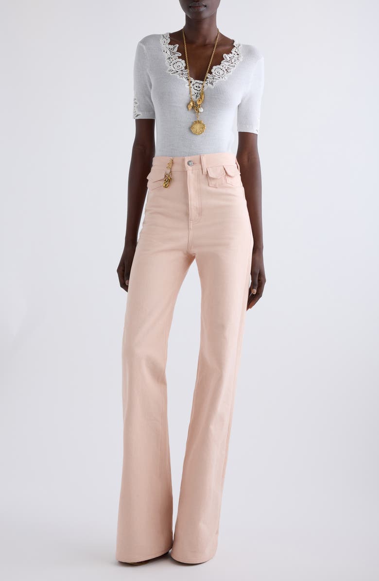 Chloé Lace Trim Rib Top, Alternate, color,