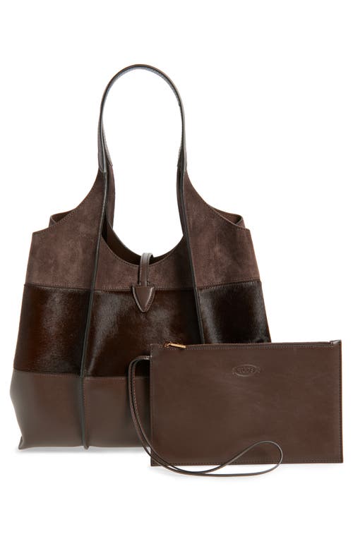 Tod's Medium Tsb Suede & Genuine Calf Hair Tote