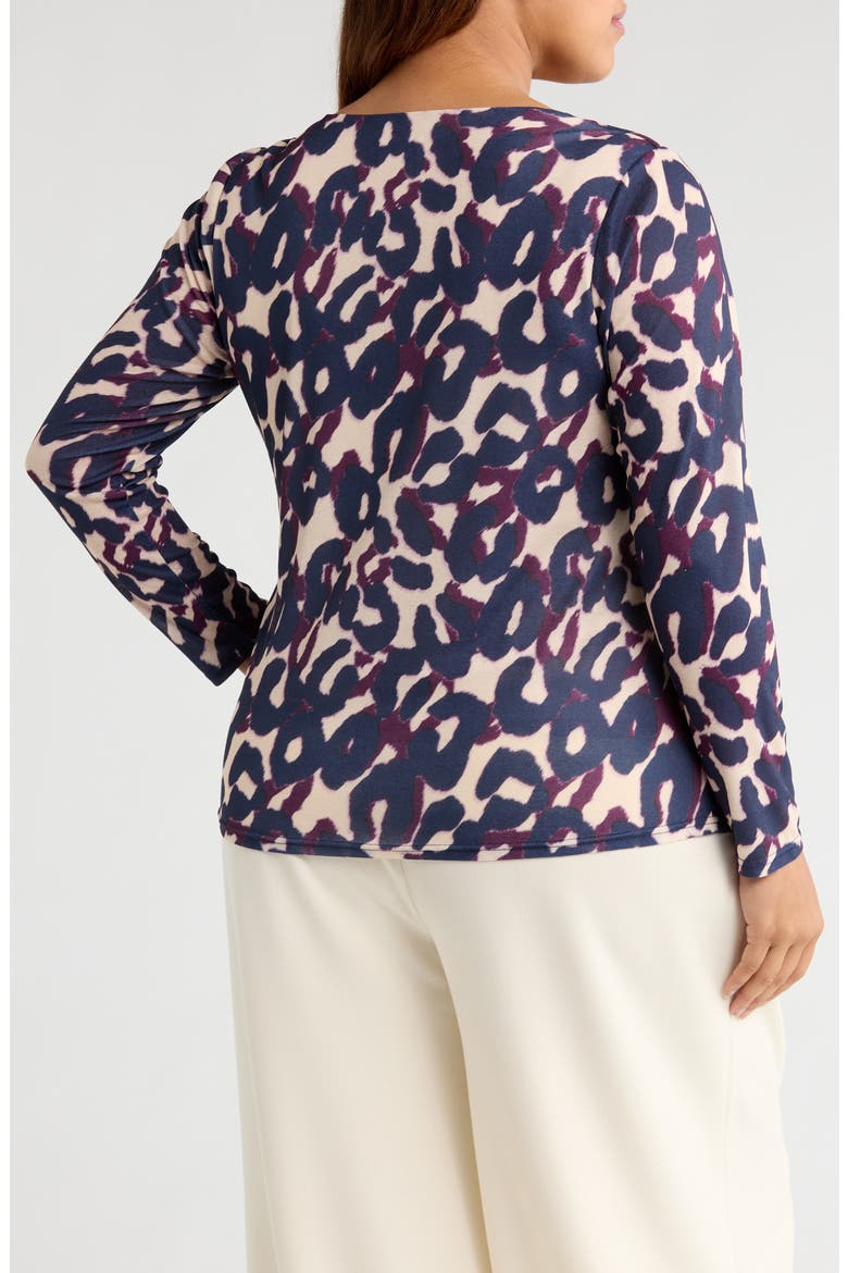 Cowl Neck Top, Alternate, color, NAVY/ PLUM LEOPARD