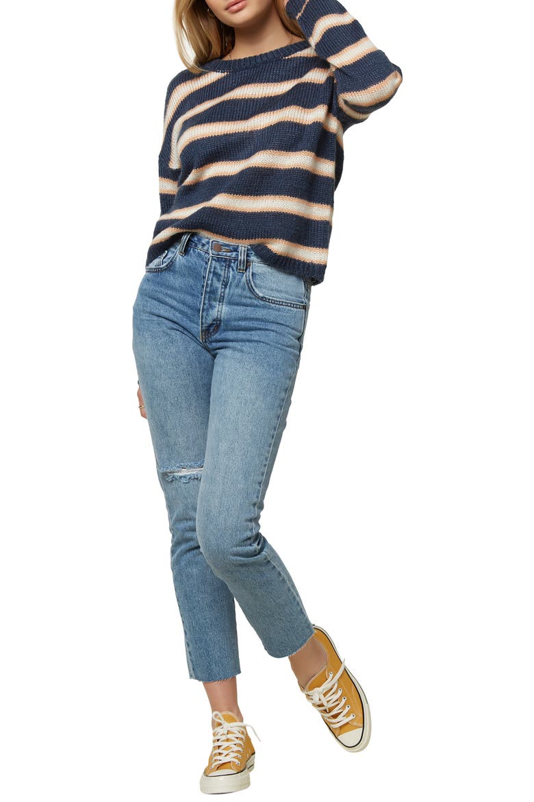 Daze Stripe Crop Sweater, Alternate, color, INSIGNIA BLUE