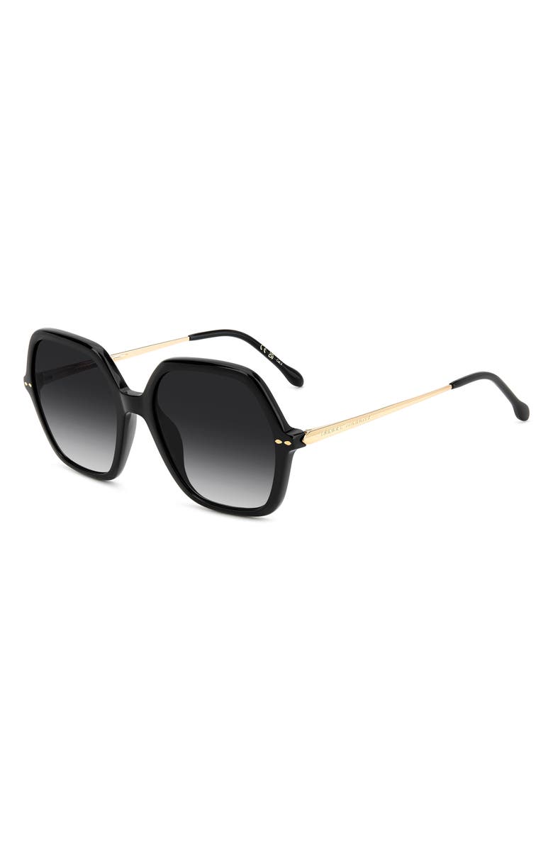 Isabel Marant 56mm Gradient Square Sunglasses, Alternate, color, Black Gold/ Dark Grey Sf